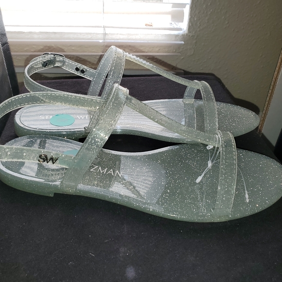 Stuart Weitzman  Mellie Jellie Sandals Silver 8 - Picture 3 of 7